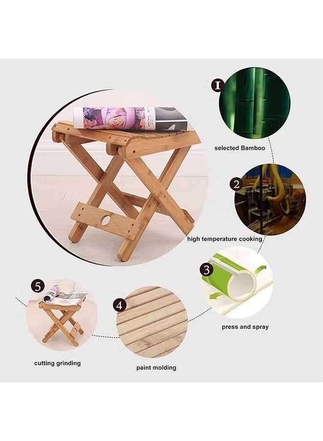 Unewshi Solid Wood Folding Stool – Portable, Waterproof, Compact Design for Home & Outdoor Use – Ideal for Spa, Sauna, Camping, and Fishing – Rounded Corners for Safety - Image 5